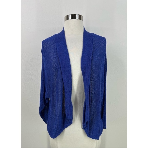 Eileen Fisher Linen Blend Open Front Lightweight Cardigan - Picture 1 of 10